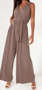 vavavoom grey pleated jumpsuit