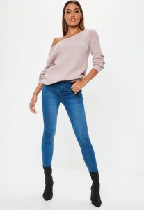 pale pink off the shoulder jumper