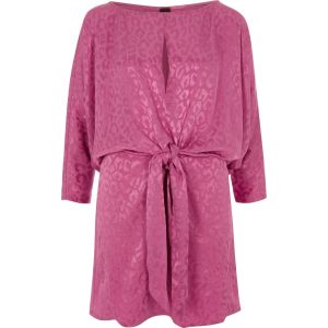 Pink Satin Print Dress